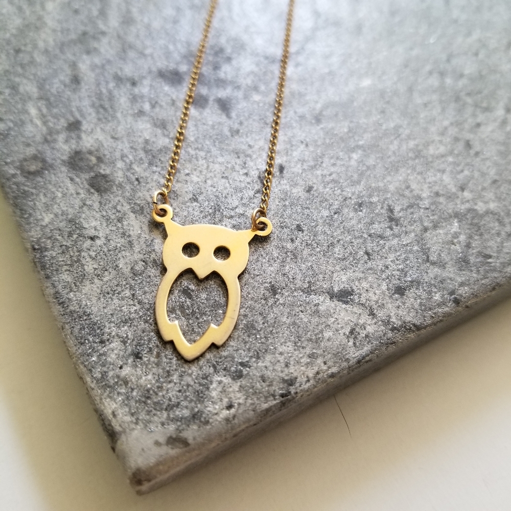 12kt Gold Filled Owl Necklace - Picture 1 of 7